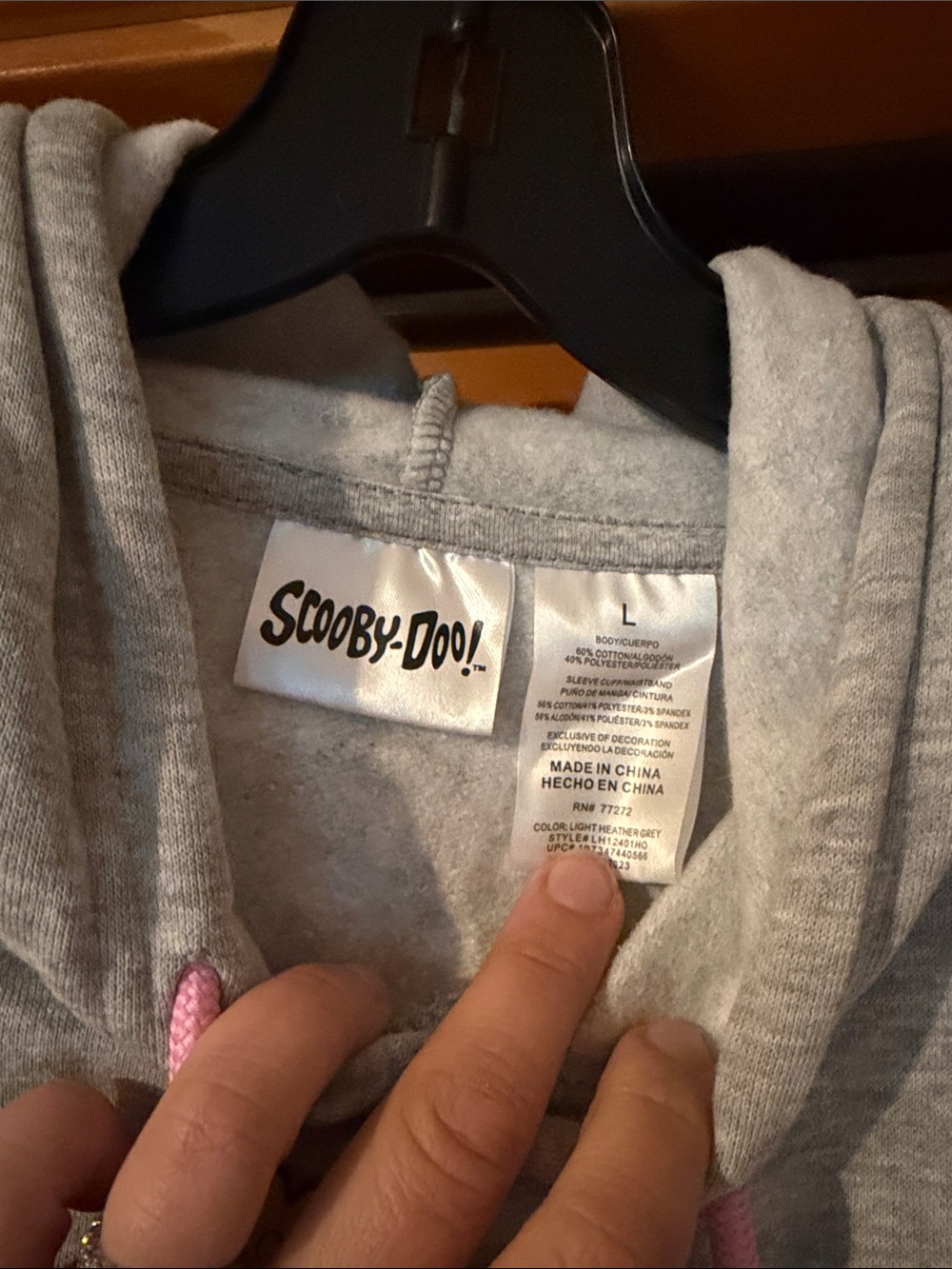 Scooby-Doo Grey Graphic Hoodie with Pink Drawstrings - Picture 2 of 4